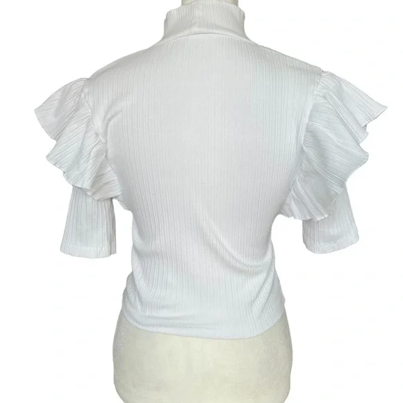 ZARA Ruffle Ribbed Tee - Picture 5 of 9